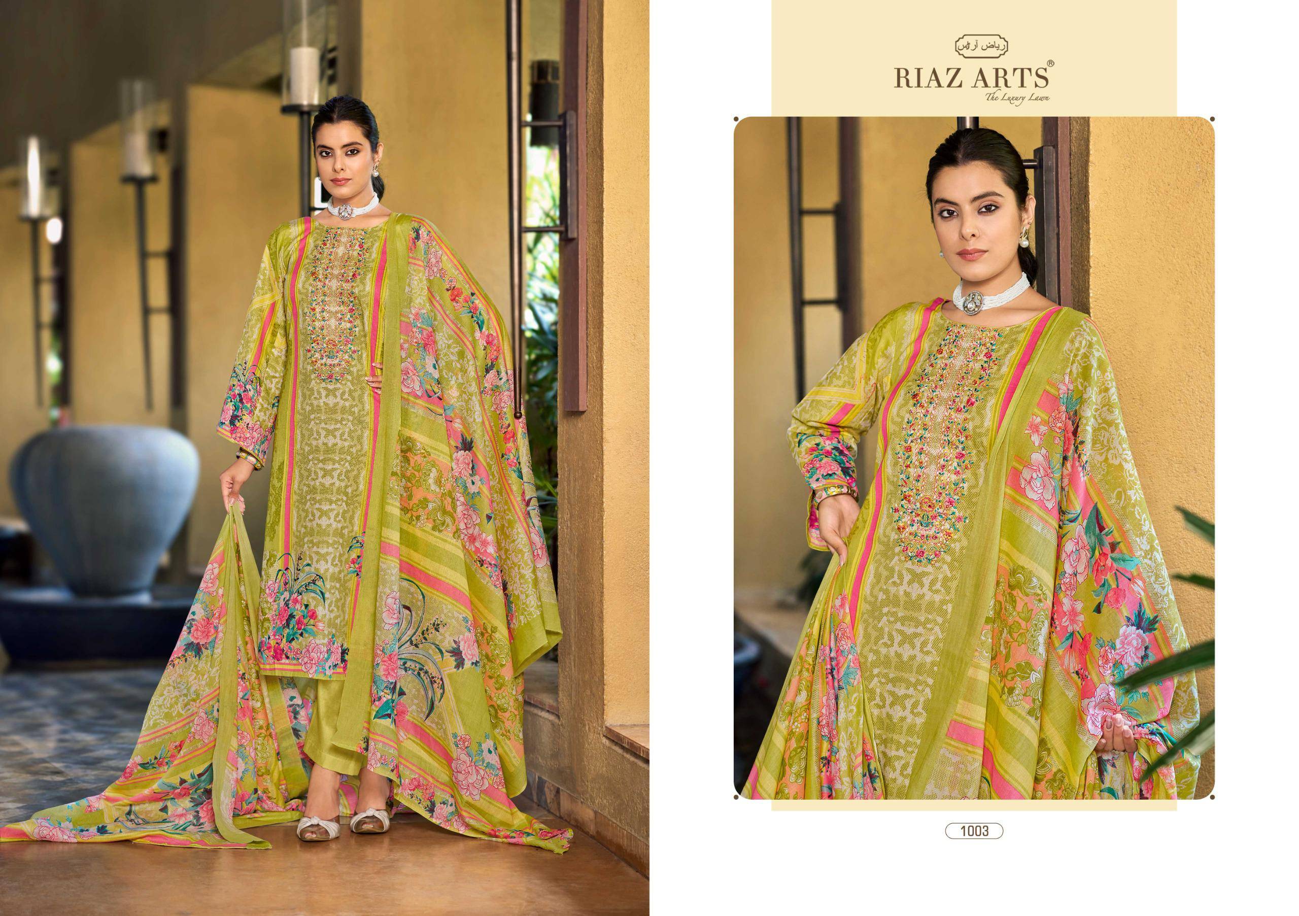 Musafir vol-33 by Riaz arts 1001 TO 1006 SERIES Pakistani Stylish Beautiful Colourful Printed & Embroidered Party Dresses At Wholesale Price